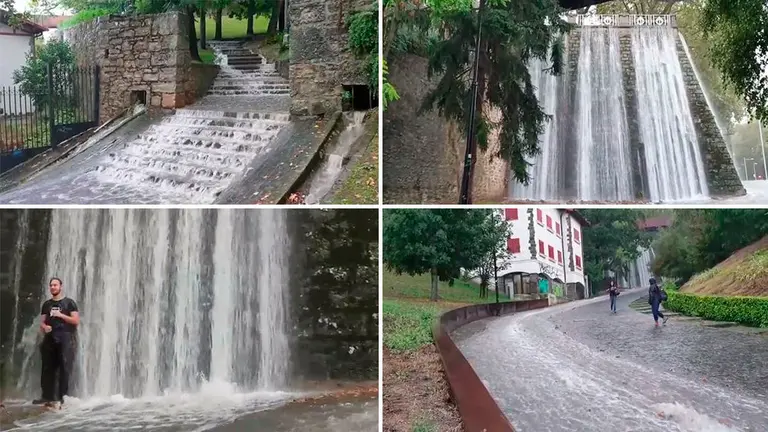 Varias imágenes del vídeo de las tormentas en Pamplona que se ha difundido en redes sociales