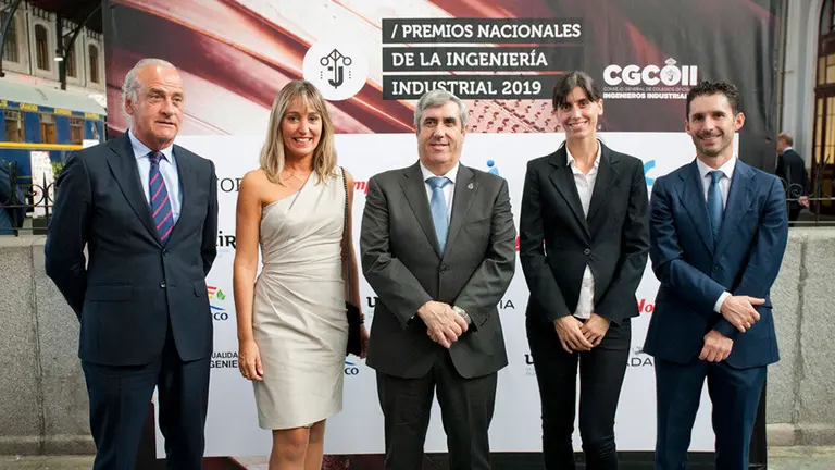 Esteban Morras, Elena Alemán, Miguel Iriberri, Ana Monreal, Eduardo Azanza, los galardonados en el Premio Nacional de la Ingeniería Industrial CEDIDA