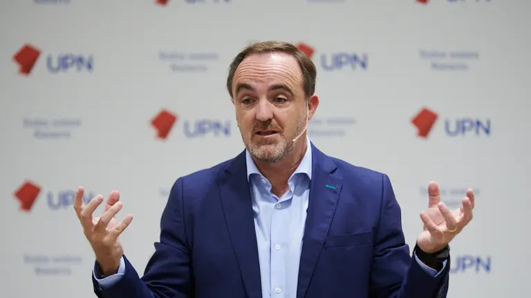 El presidente de UPN, Javier Esparza, clausura el Foro de Política Municipal de la formación regionalista. PABLO LASAOSA 2