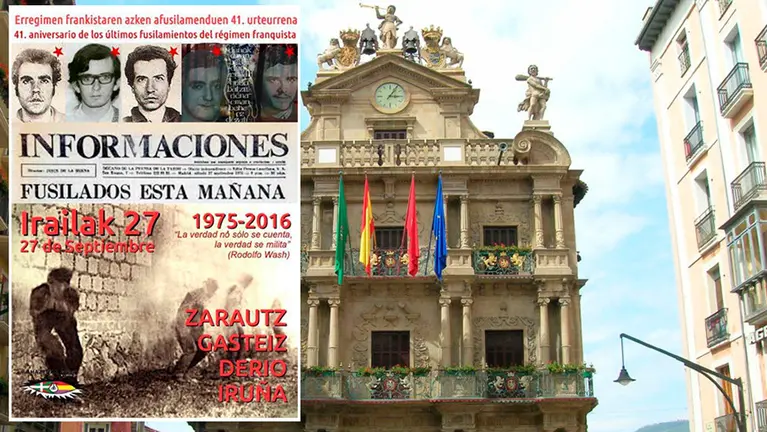 Cartel de la concentración prohibida en la Plaza del Ayuntamiento de Pamplona. TWITTER