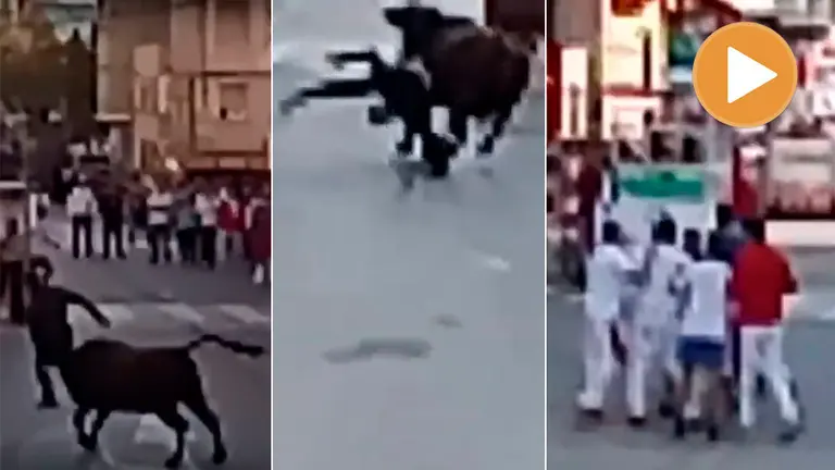 Cogida de un navarro en el encierro de Arnedo (player)