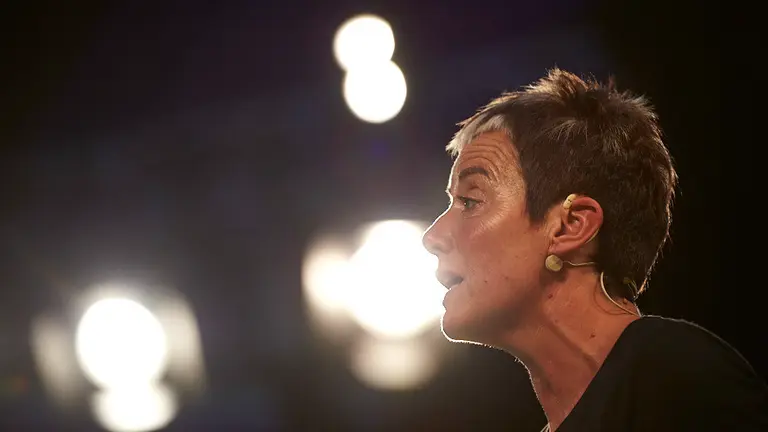 Acto politico de la precampaña de Eh Bildu en el Anaitasuna. MIGUEL OSÉS