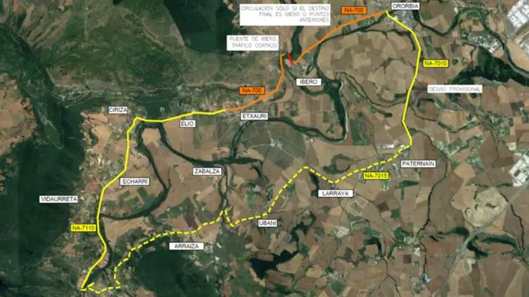 Afecciones en el tráfico por el corte en el puente de Ibero GOBIERNO DE NAVARRA
