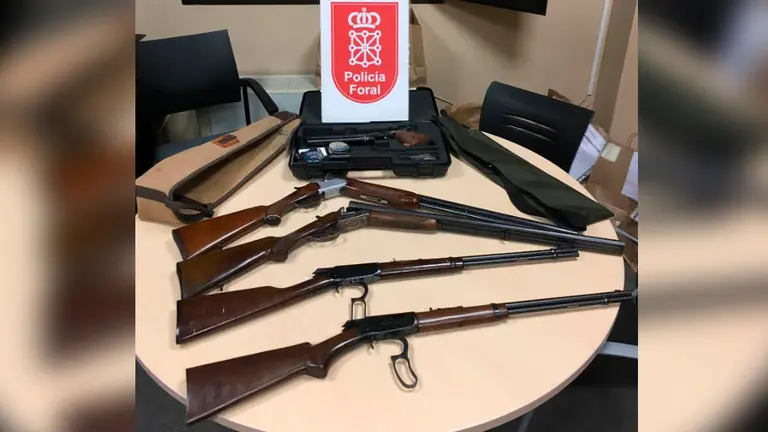 Armas incautadas tras la detención de un joven en la cuenca de Pamplona POLICÍA FORAL