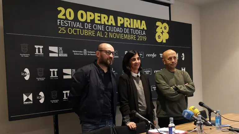 Julio Mazarico, Merche Añón y Luis Alegre, en la presentación del Festival Ópera Prima de Tudela AYUNTAMIENTO DE TUDELA