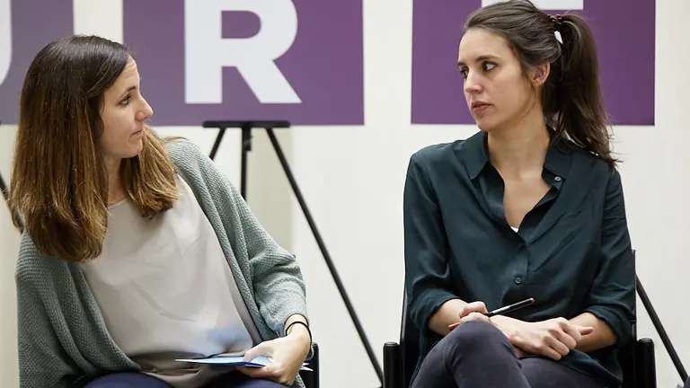 Acto electoral de Unidas Podemos con la presencia de Irene Montero, Ione Belarra, Neniques Roldán, Maite Mola, Mikel Buil, Ainhoa Aznárez y Edurne Eguino. IÑIGO ALZUGARAY