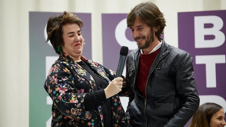 Acto electoral de Unidas Podemos con la presencia de Irene Montero, Ione Belarra, Neniques Roldán, Maite Mola, Mikel Buil, Ainhoa Aznárez y Edurne Eguino. IÑIGO ALZUGARAY