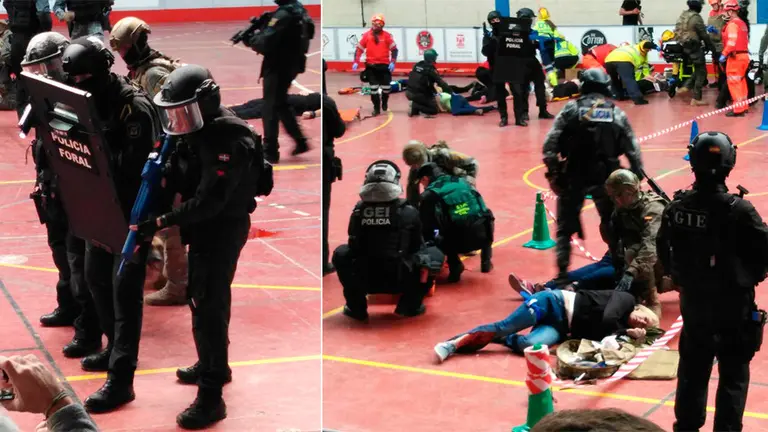 La Policía Foral durante el curso celebrado en Miranda de Ebro y que ha culminado con el simulacro de un atentado terrorista. CEDIDA