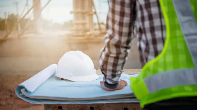 Un ingeniero revisa los planos de una obra ARCHIVO