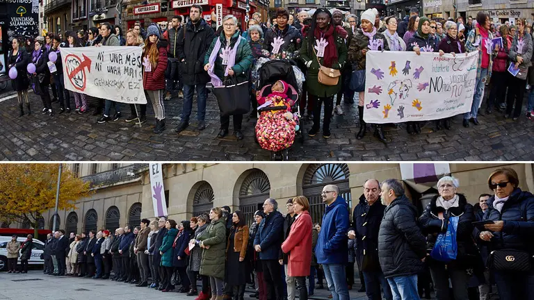 Dos de las concentraciones institucionales que se han celebrado en Pamplona IÑIGO ALZUGARAY