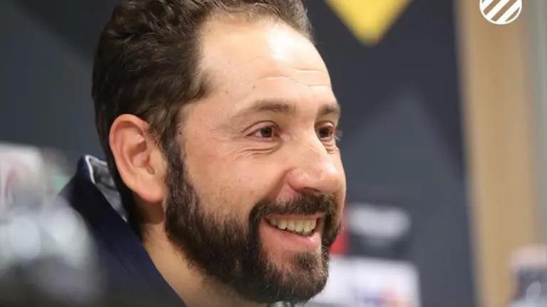 El técnico del Español Pablo Machín en rueda de prensa. Twitter.