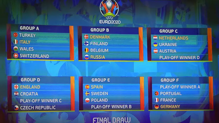 30 November 2019, Romania, Bucharest: A general view of the UEFA EURO 2020 Group Stage draw. Photo: Mike Egerton/PA/dpa
ONLY FOR USE IN SPAIN

30 November 2019, Romania, Bucharest: A general view of the UEFA EURO 2020 Group Stage draw. Photo: Mike Egerton/PA/dpa

11/30/2019 ONLY FOR USE IN SPAIN