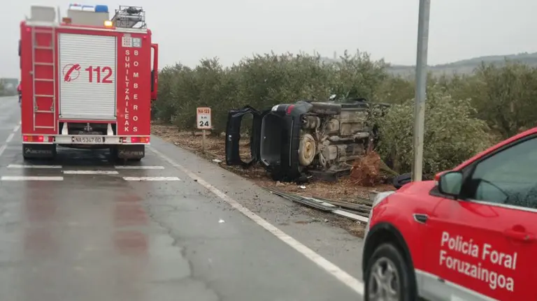 Accidente de tráfico en Lerín, con dos personas heridas POLICÍA FORAL