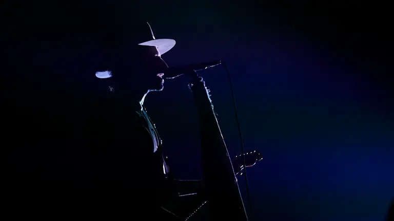 Leiva en concierto en el Navarra Arena de Pamplona. PABLO LASAOSA