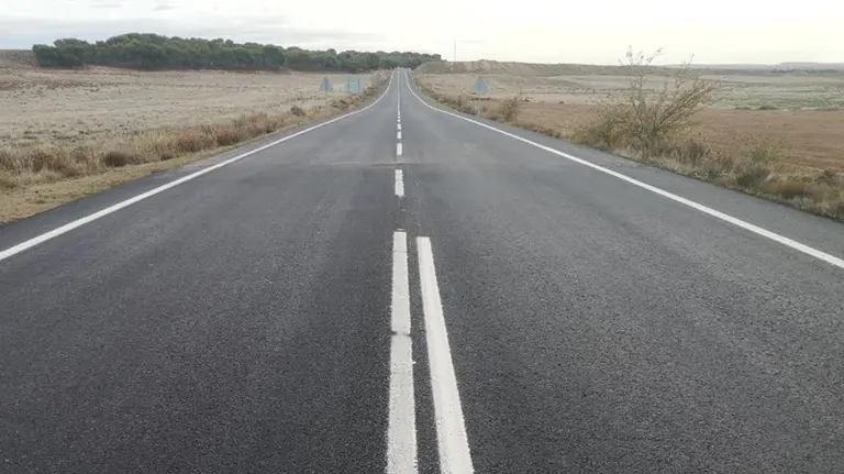 Uno de los tramos de la carretera NA-160 Tudela - Fitero que se ha rehabilitado. GOBIERNO DE NAVARRA