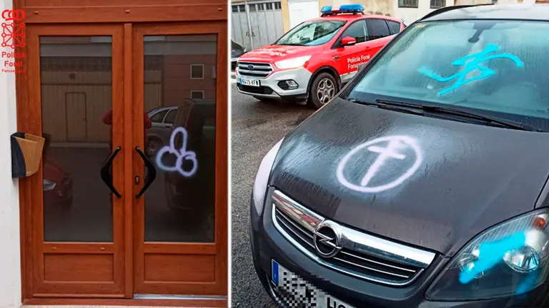 Montaje de dos de las pintadas por las que han identificado a dos menores en Alsasua POLICÍA FORAL