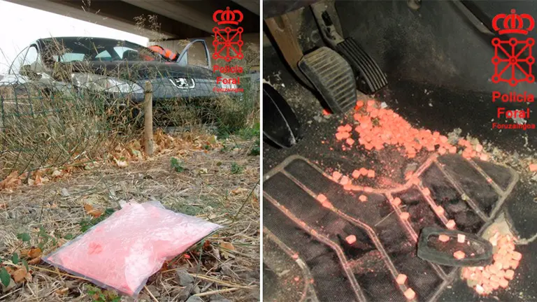 Droga que la Policía Foral se ha incautado en un coche en Tudela. CEDIDAS