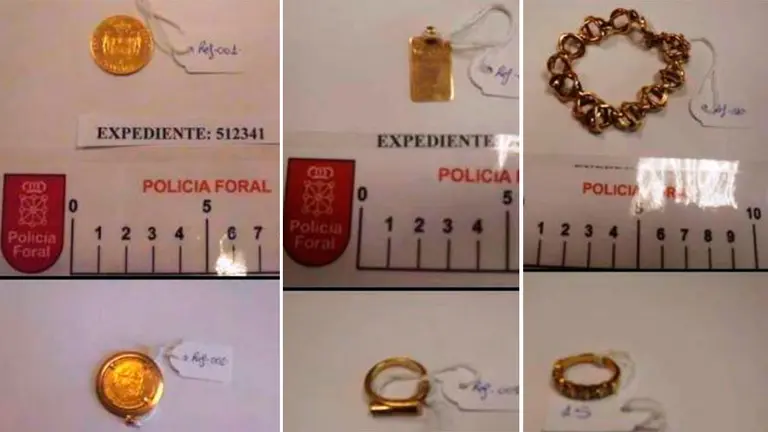 Las joyas encontradas por la Policía Foral. CEDIDAS