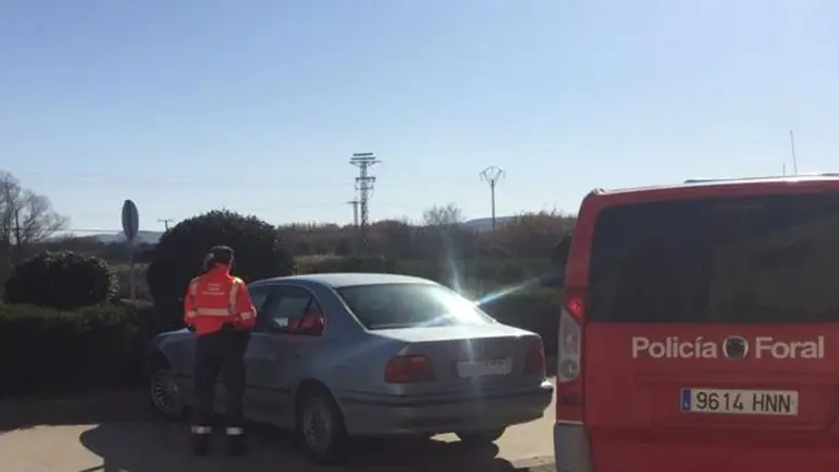 La Policía Foral detiene un vehículo y multa al conductor. POLICÍA FORAL