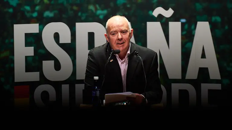 Acto político de Vox con Javier Ortega Smith en el que se presentará a su nuevo equipo en Navarra, presidido por Emilio Jiménez Román. MIGUEL OSÉS