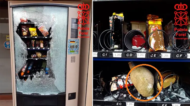 La máquina que ha sufrido daños en Zariquiegui. POLICÍA FORAL