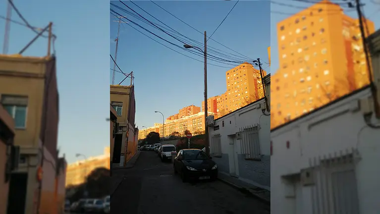Luces de febrero en un barrio de las afueras de Madrid. Foto E. L. 