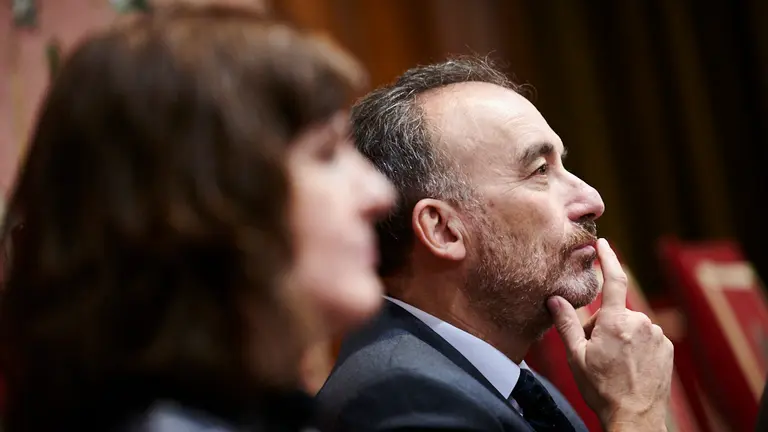 El presidente de la Sala Segunda del Tribunal Supremo, Manuel Marchena, ofrece la conferencia &#39;El delito y las nuevas tecnologías&#39; en el Aula Magna de la Universidad de Navarra. PABLO LASAOSA