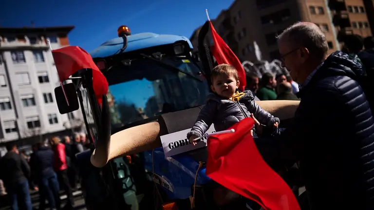 Cientos de agricultores y ganaderos de Navarra se manifiestan en Pamplona convocados por la UAGN y UCAN en defensa del sector agrario. PABLO LASAOSA