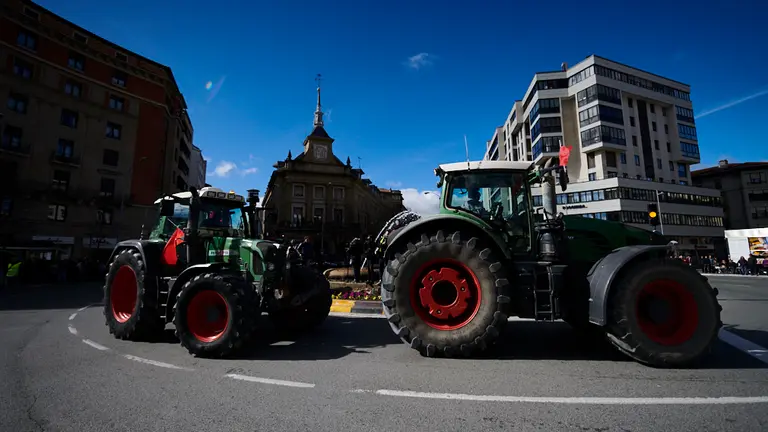 Cientos de agricultores y ganaderos de Navarra se manifiestan en Pamplona convocados por la UAGN y UCAN en defensa del sector agrario. PABLO LASAOSA