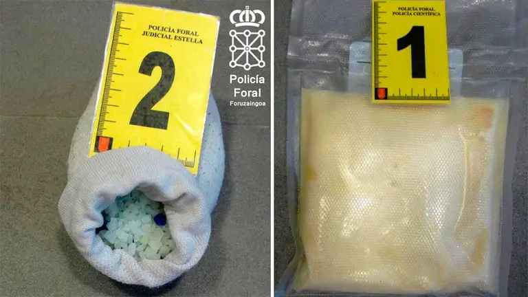 Droga encontrada en un control en Ayegui. POLICÍA FORAL