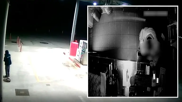 Imágenes captadas por las cámaras de seguridad de la gasolinera de Villatuerta. GUARDIA CIVIL