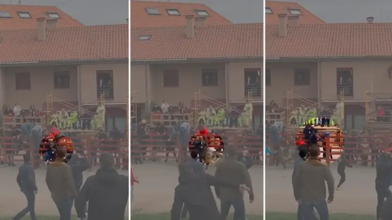 Secuencia de la grave cogida en el Carnaval del Toro de Ciudad Rodrigo SALAMANCATV24HORAS (2)