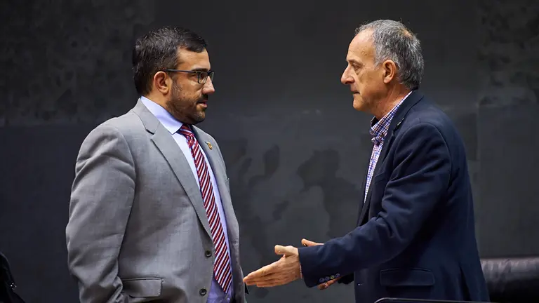 Javier Remirez, Vicepresidente del gobierno, junto a Adolfo Araiz, miembro de Eh Bildu. MIGUEL OSÉS