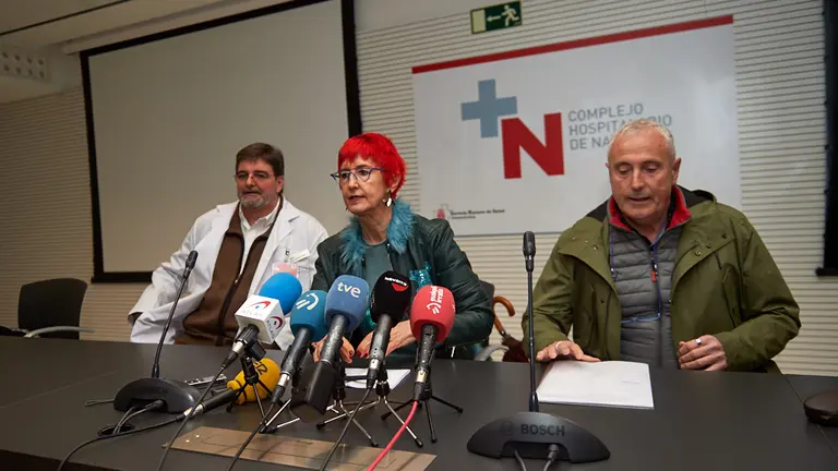 La consejera de Salud, Santos Indur&aacute;in, ofrece una rueda de prensa para informar del primer caso positivo de coronavirus detectado en Navarra. MIGUEL OS&Eacute;S