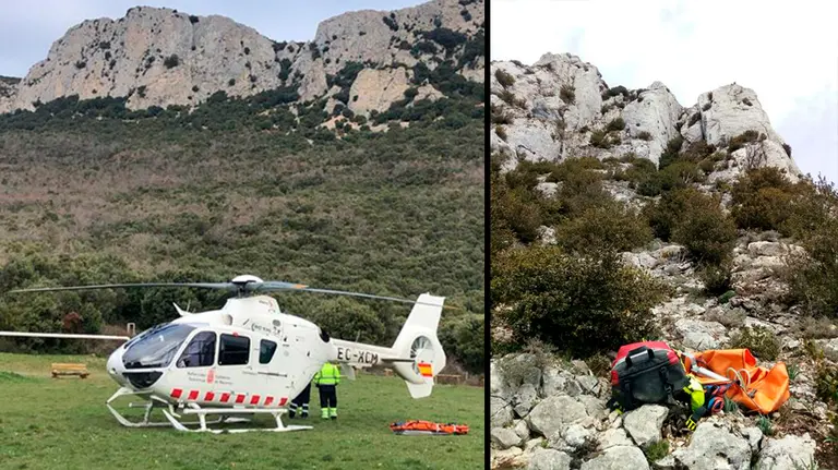 Rescate de un monta&ntilde;ero en Nazar CEDIDA Y BOMBEROS DE NAVARRA