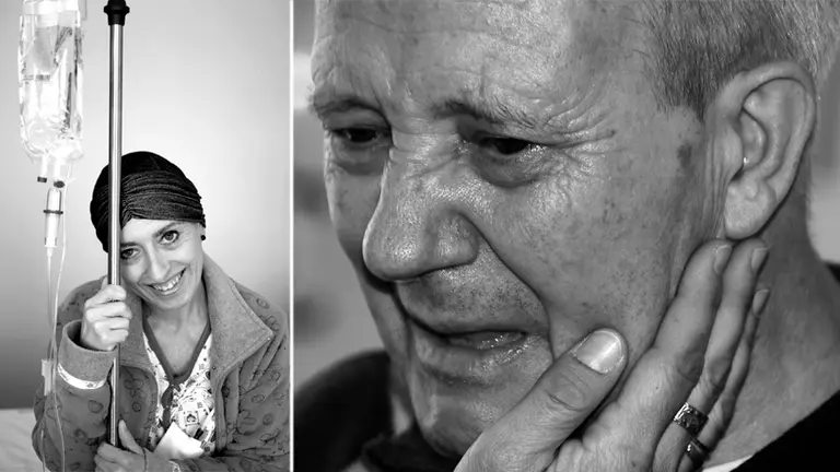 Las fotografías premiadas en la anterior edición. De izda. a dcha. “Aferrada a la vida”, de Luis Ruiz, y Ternura infinita”, de Jesús María Muñoz. CINFA