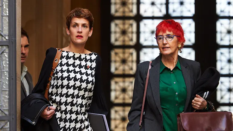 La presidenta del gobierno, María Chivite, preside la reunion interdepartamental del Gobierno foral sobre el coronavirus. MIGUEL OSÉS