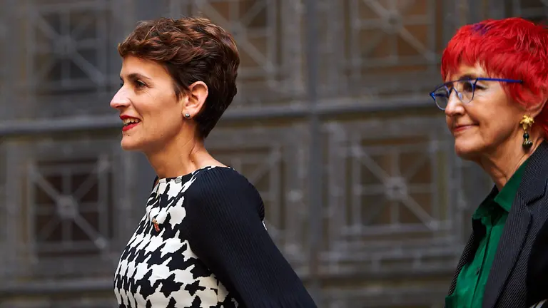 La presidenta del gobierno, María Chivite, preside la reunion interdepartamental del Gobierno foral sobre el coronavirus. MIGUEL OSÉS