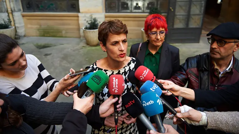 La presidenta del gobierno, María Chivite, preside la reunion interdepartamental del Gobierno foral sobre el coronavirus. MIGUEL OSÉS