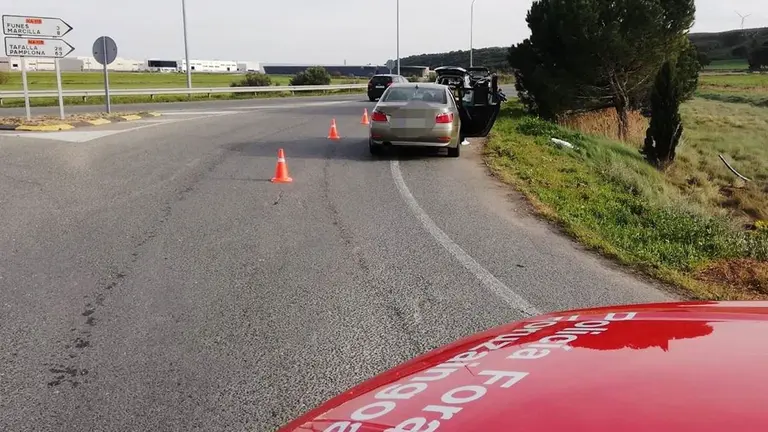 Control en Peralta donde se realizaron las actuaciones.  POLICÍA FORAL