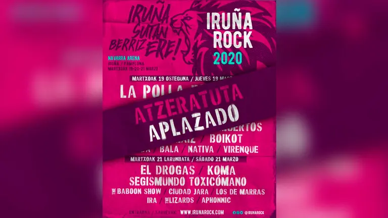 Cartel de aplazado del Iruña Rock