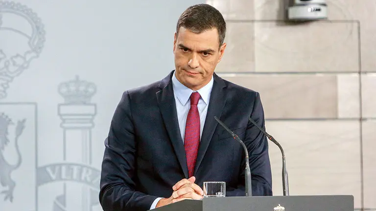 El presidente del Gobierno, Pedro Sánchez, realiza una intervención en el Palacio de La Moncloa, en Madrid (España) a 16 de octubre de 2019.

17 octubre 2019, Pedro Sánchez, PSOE, Política, La Moncloa, Madrid
  (Foto de ARCHIVO)

16/10/2019