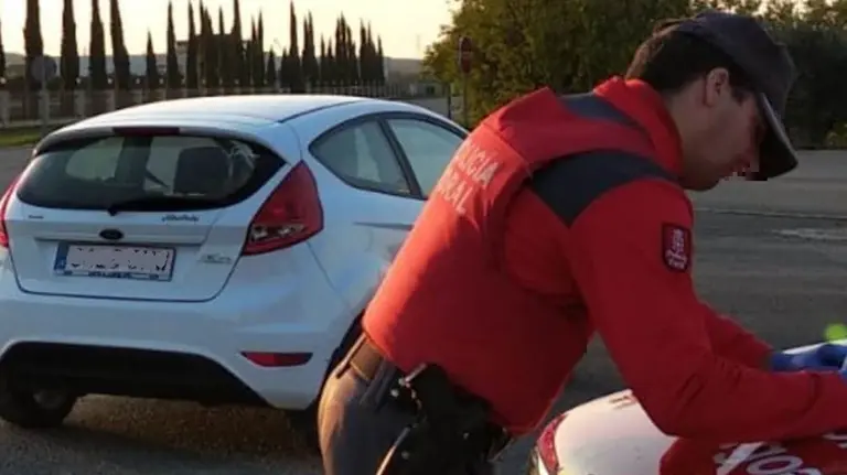 Control de la Policía Foral en una carretera de Navarra. POLICÍA FORAL