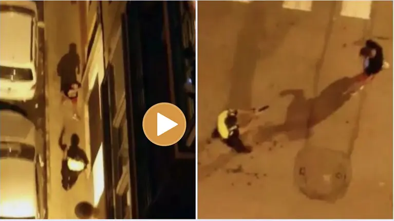 Agentes de la policía local de Orihuela reducen a un hombre con una pistola Taser.