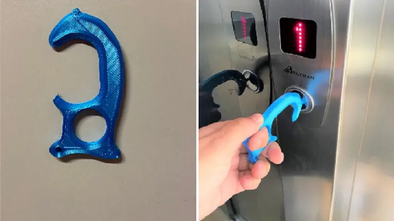 El dispositivo 'non touch' que se está creando en improsoras 3D de Navarra. AYUNTAMIENTO DE PAMPLONA