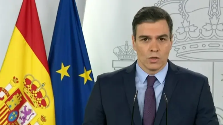 El Presidente del Gobierno de España, Pedro Sánchez, en rueda de prensa. Europa Press.