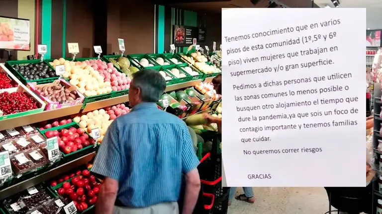 Dos trabajadores de un supermercado