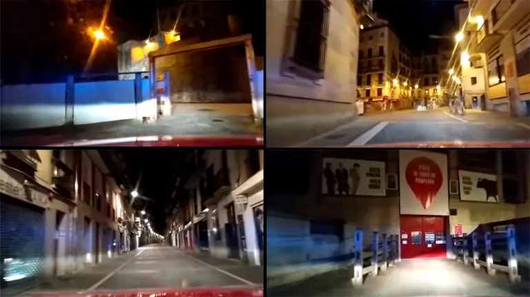 Recorrido del encierro a bordo de un coche de la Policía Foral POLICÍA FORAL