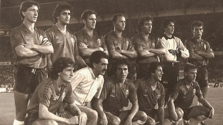 Equipo titular de Osasuna que se midió al Rangers en El Sadar. Cedida.