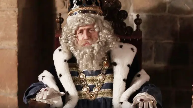 El Rey Melchor se dirige a los niños de Pamplona.